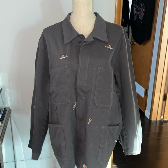 WYLLIS NWOT gray embroidered snail jacket size -2XL - Picture 1 of 9
